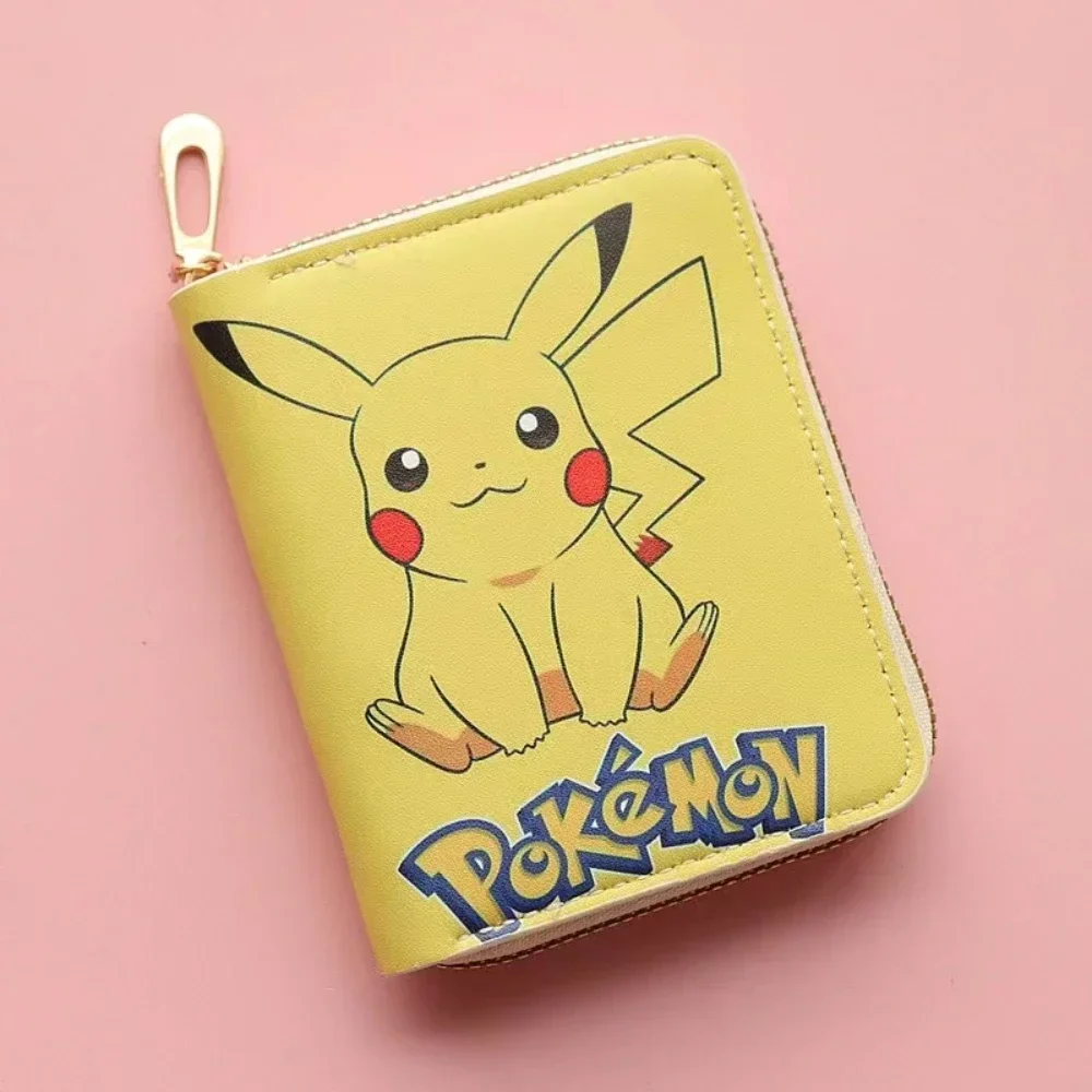 2024Pokemon portfel japońska kreskówka śliczna portmonetka wokół Pikachu portfele moda skórzany portfel na zamek błyskawiczny prezent urodzinowy dla