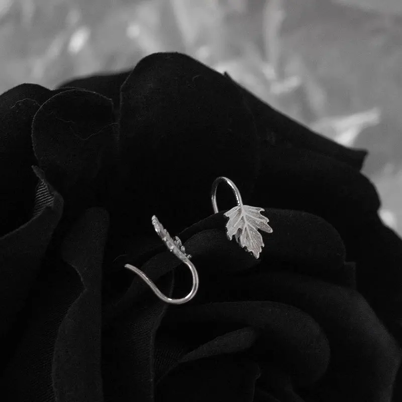 100% 925 Sterling Silver Plant Earrings for Women Girl Simple Vintage Maple Leaf Design Jewelry Birthday Gift Dropshipping