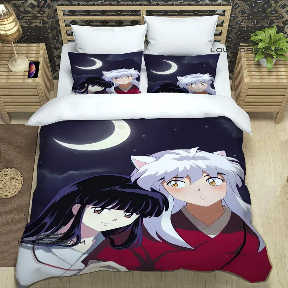 Inuyasha Cartoon Printed Bedding Sets exquisite bed supplies set duvet cover bed comforter set bedding set luxury birthday gift