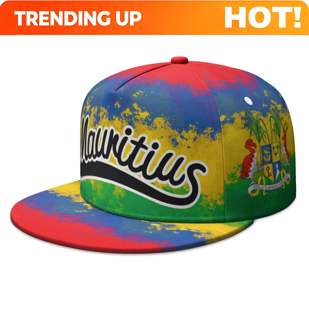 Mauritius Flat Brimmed Cap Custom Made Name Team Logo Hip-hop Hat Country Fishing Travel French Nation Mauritian Flag Headgear