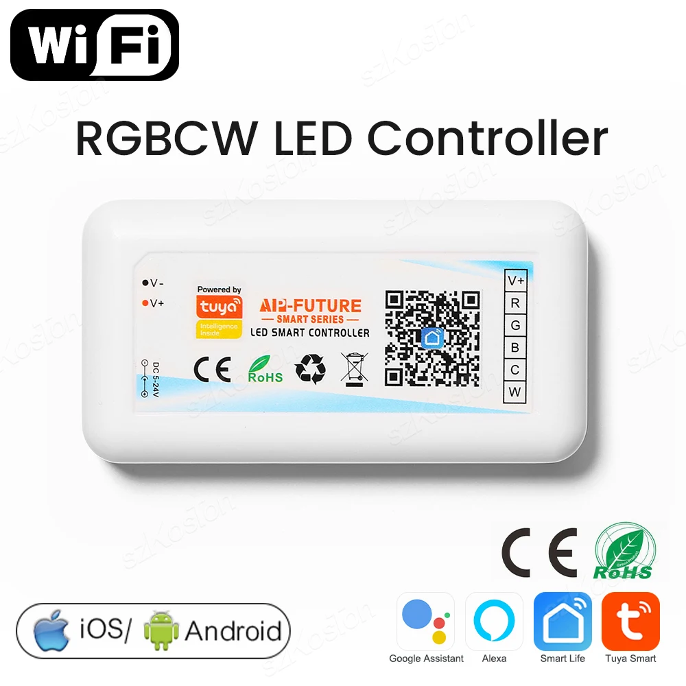 Tuya WiFi Smart LED-Controller DC5-24V Einfarbiger Dimmer CCT RGB RGBW RGBCCT LED-Streifen APP-Fernbedienung Kompatibel mit Alexa Google Home