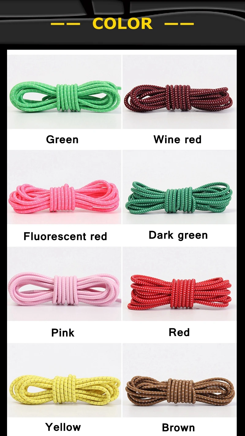 1 Paar Schnürsenkel ohne Binden, rund, Push The Spring Lock, sportliche elastische Schnürsenkel, geeignet für alle Schuhe, Lazy Laces, Schuhzubehör – Detail 9