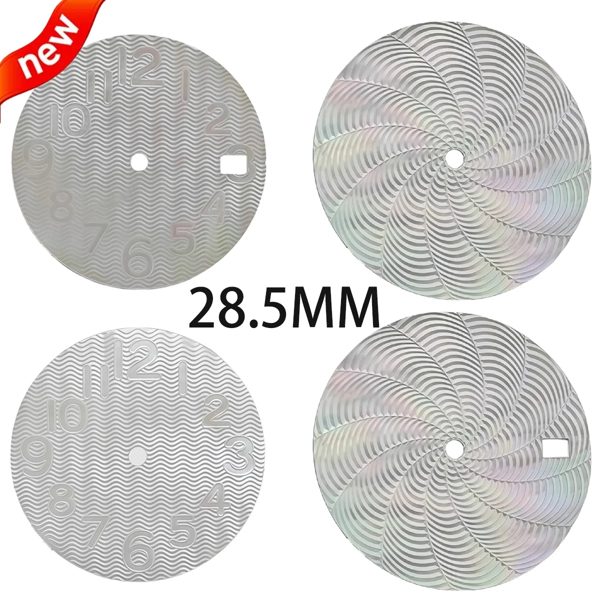 28.5mm MOP Wavy Spiral Guilloché Pattern Watch Dial No logo For Seiko NH35 4R35 Miyota8215 ETA2824 Automatic Movement Mod Parts