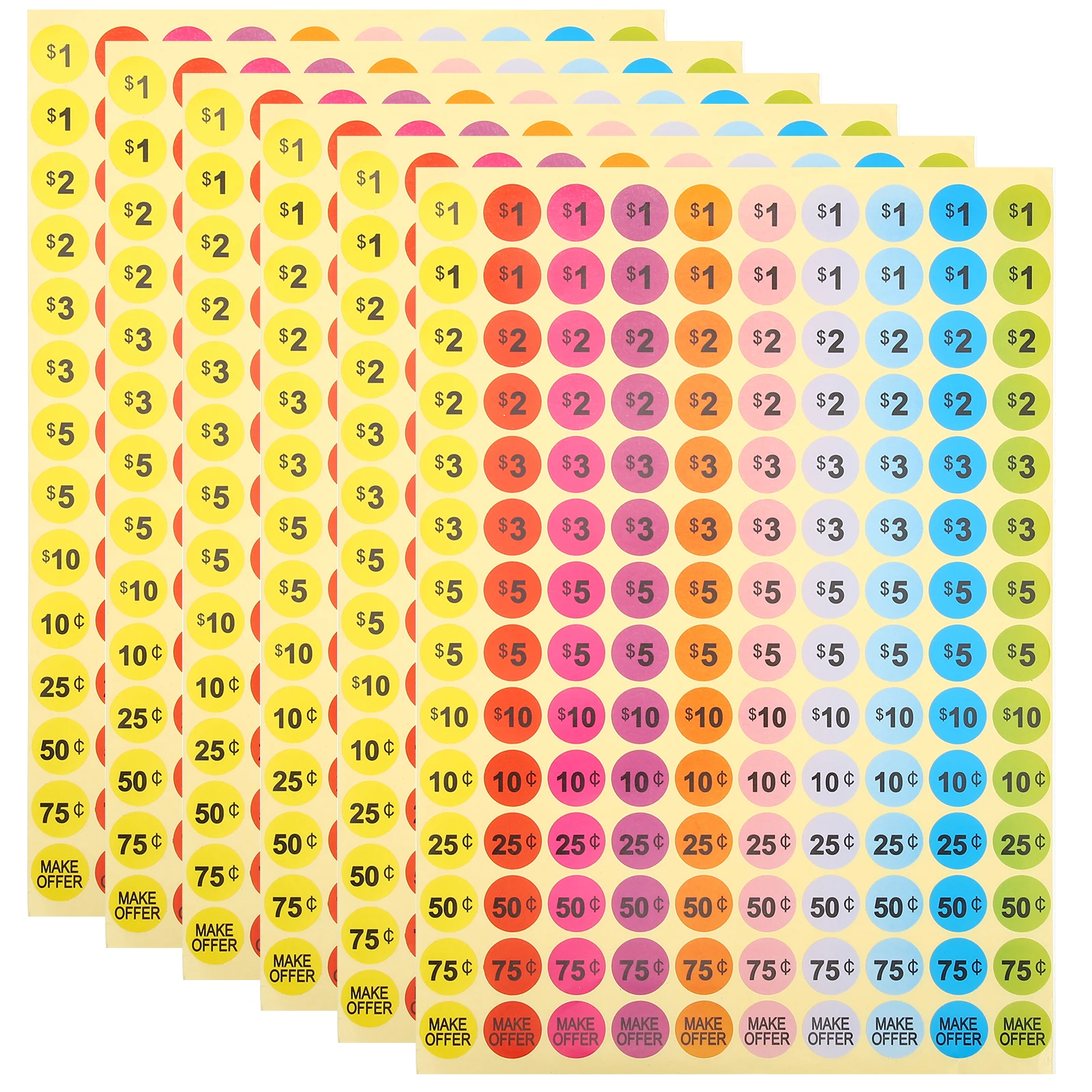 

30pcs Pricing Tags Stickers for Garage Yard Sale Market Retail Business Shops Price Labels Bright Colored Pre Printed Sales
