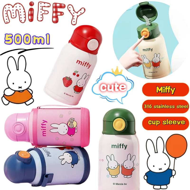 

Кружка Miffy с креативным дизайном, высококачественной мультяшной печатью, для мужчин и женщин, студентов, большая вместимость, портативная, для использования на открытом воздухе, с двумя отсеками для напитков.