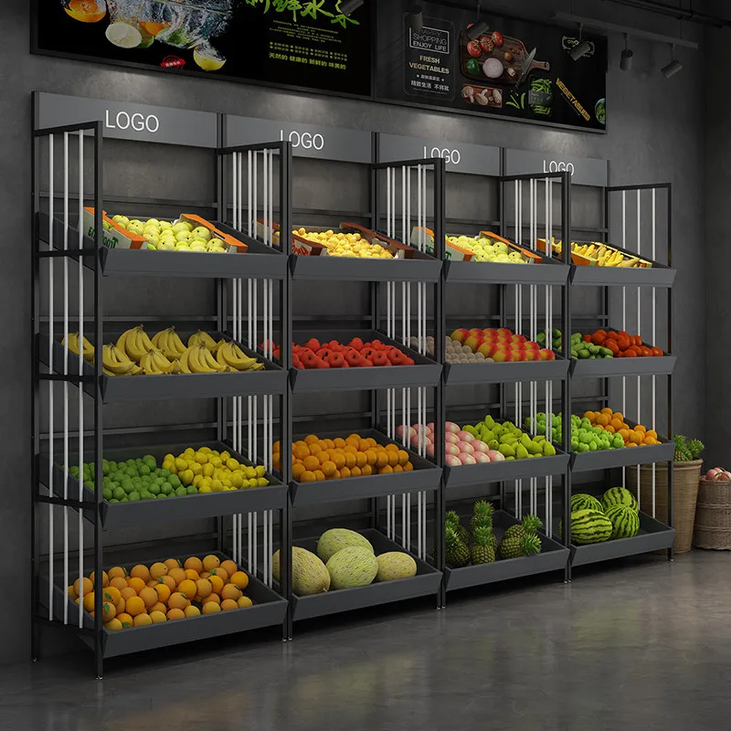 Fruit rack supermarket fresh fruit and vegetable shelf display rack vegetable display rack store fruit frame display stand