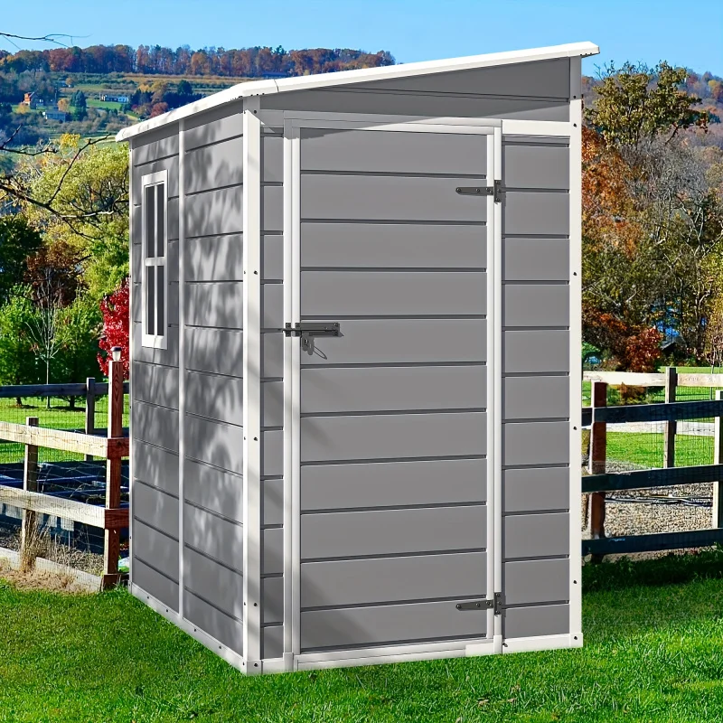 Large Resin Outdoor Storage Shed - Floor Included, Lockable, Durable, Weather-Resistant