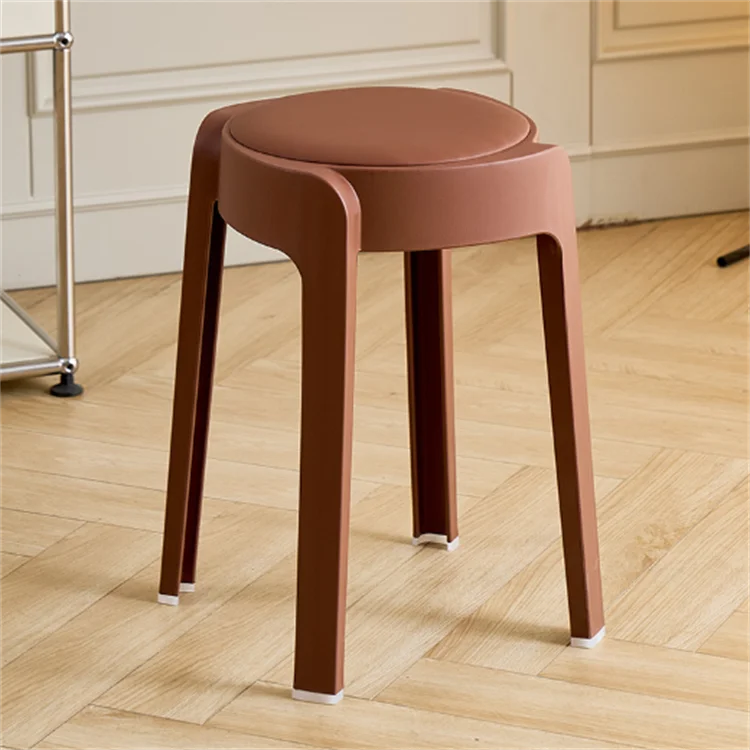 Modern Design Plastic Stool Soft-Wrapped Thick Durable Light Luxury Feel Stackable Dining Table Chair Hospital Hotel School Park