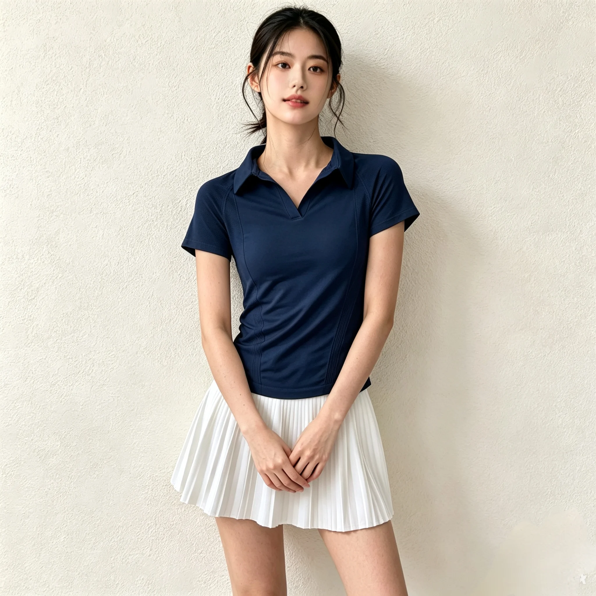 Damen Sommer Poloshirt mit Umlegekragen, schnelltrocknend, atmungsaktiv, Tennis-T-Shirt, für Outdoor-Sport, Pilates, Laufen. – Detail 8