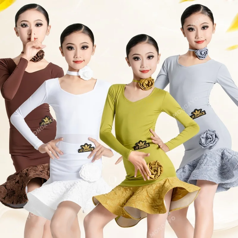 

Latin Dance Dress Girls Cha Cha Rumba Samba Tango Dance Costume Girls Ballroom Dress Standard Kids Latin Practice Dress Clothes