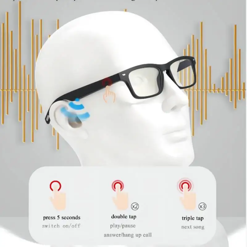 

Smart Eyewear HD Voice Call Bluetooth Music Touch Control Glasses Anti Bluelight Eyeglasses IP5 Waterproof Sweatproof Sunglasses