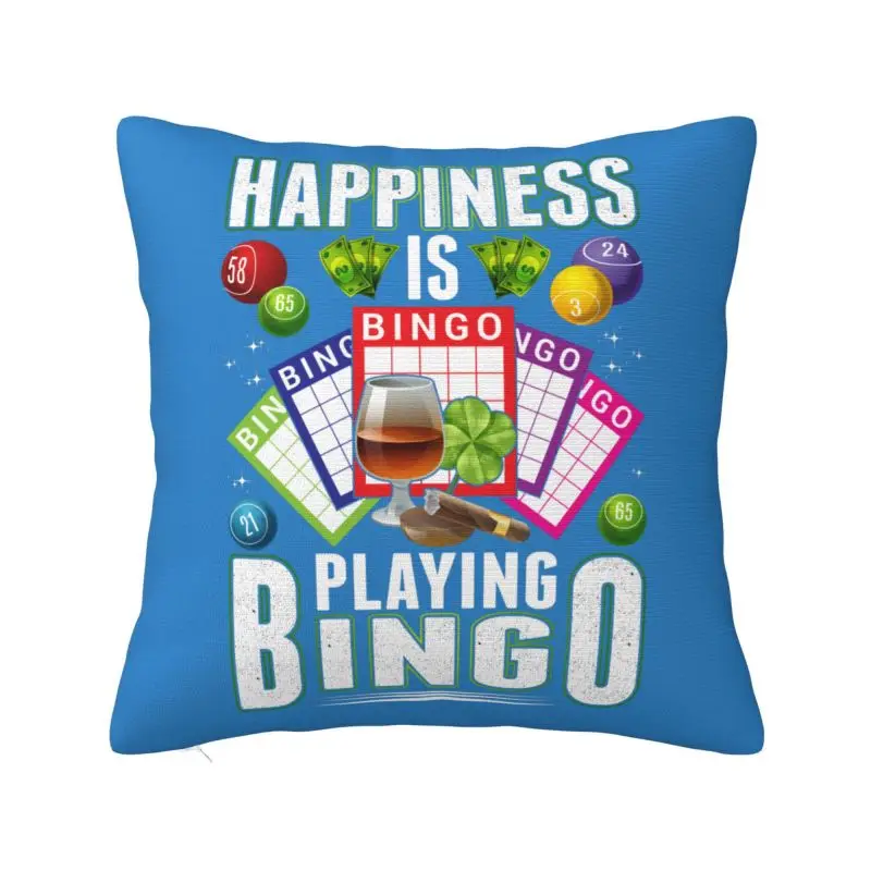 Nordic Style Happy Bingo Player Cushion Covers 66x66cm Polyester Pillow Case for Sofa Square Pillowcase Bedroom Decoration