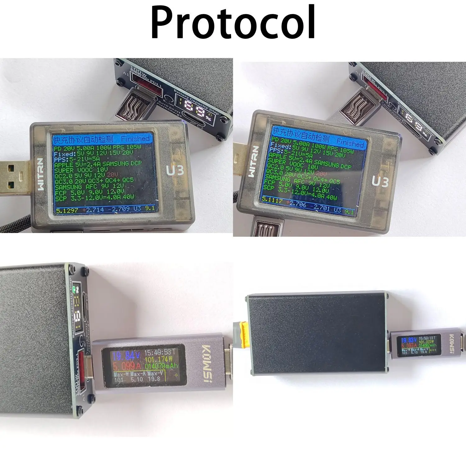 Bidirectional 2S-6S PD3.1 100W Fast Charger W Capacity Display Type-c XT60 3S 4S BMS Liion LiFePO4 RC Battery Charging /Discharg