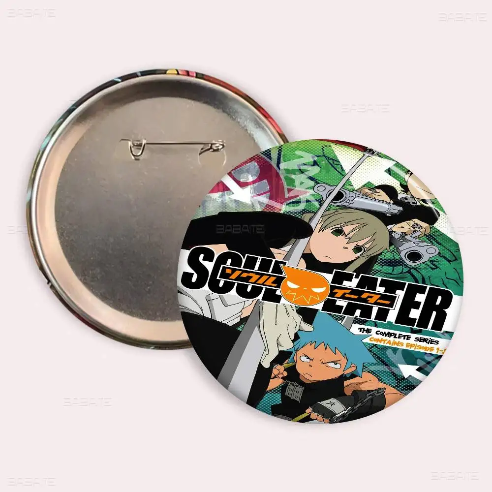 S-Soul E-Eater Anime 32/44/58mm Round Cartoon Brooches Handmade Pins For Backpack Jewelry Accessories Gifts Creative Badge
