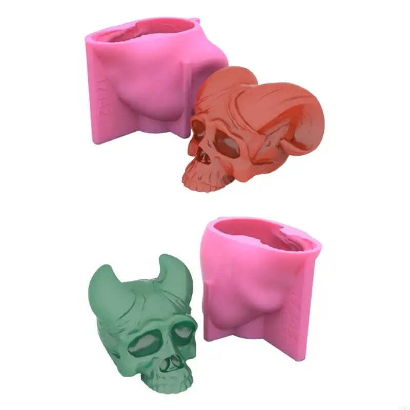 

A9BF Devil Horns Skull Silicone Mold Epoxy Resin DIY Decoration Making Soap