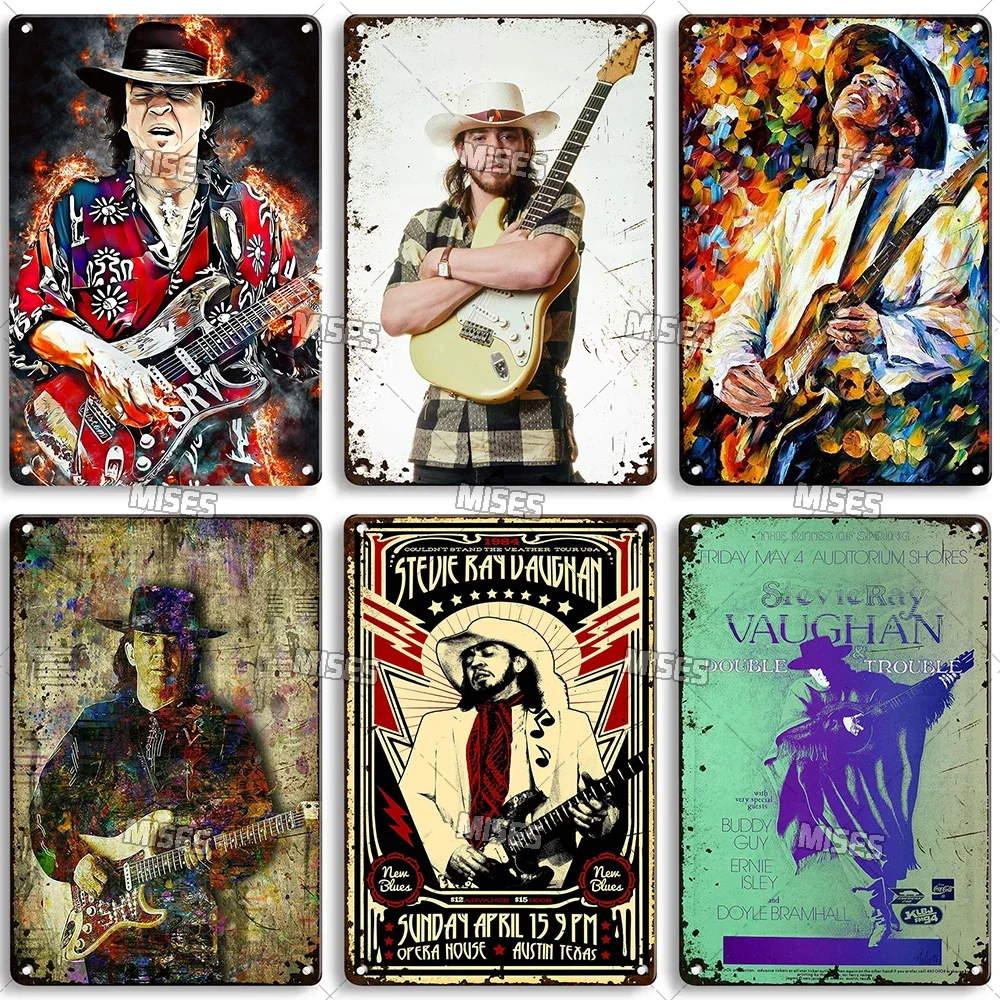 MISES SRV ملصق ستيفي راي فوغان معدن القصدير تسجيل البلوز لوحة معدنية لوحة الزخرفية رجل الكهف مقهى مقهى جدار علامة معدنية ملصق