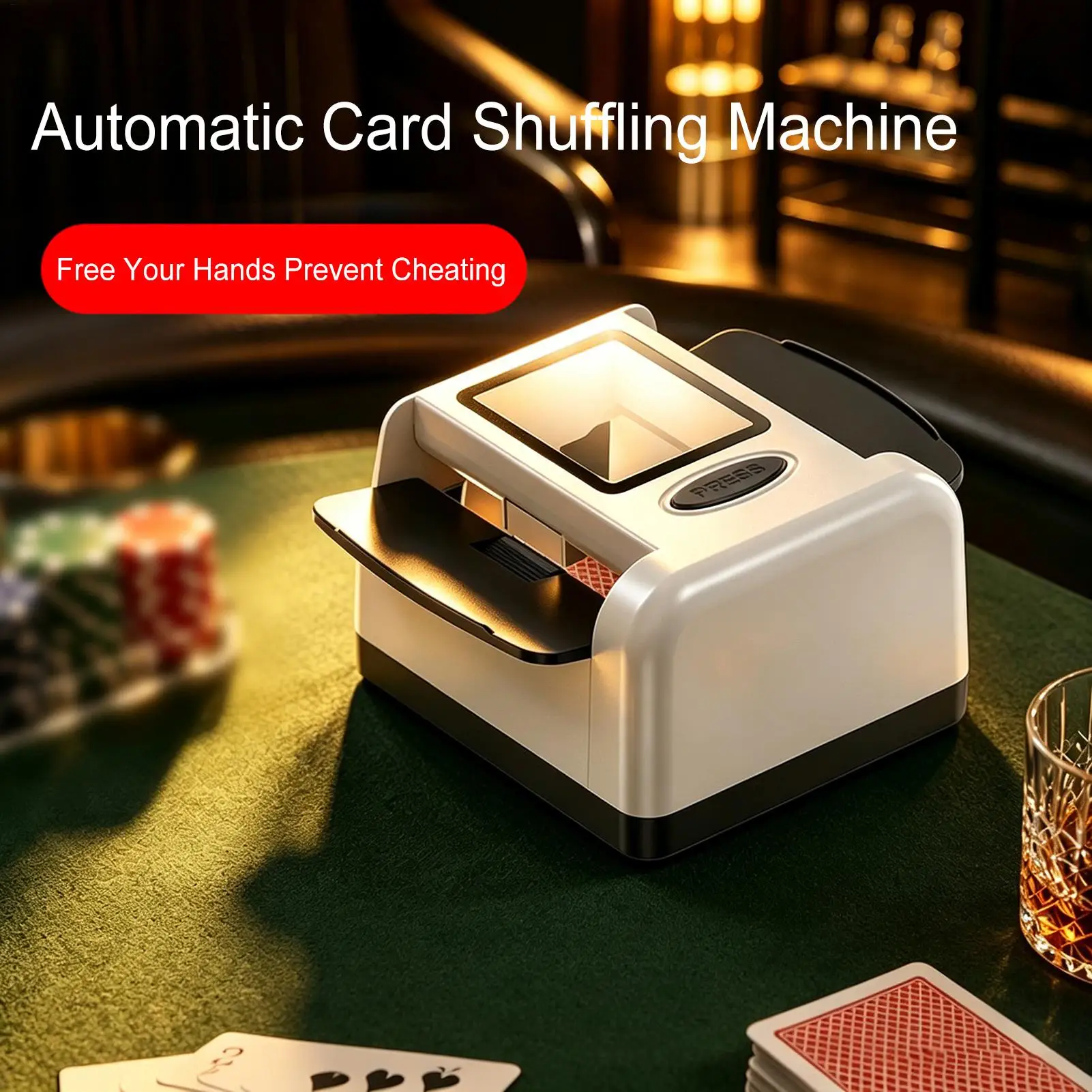 Card Shuffling Machine Rechargeable Portable Fast 2-Deck Shuffle Device Table Equipment for Bar Club Party Tournament Lounge