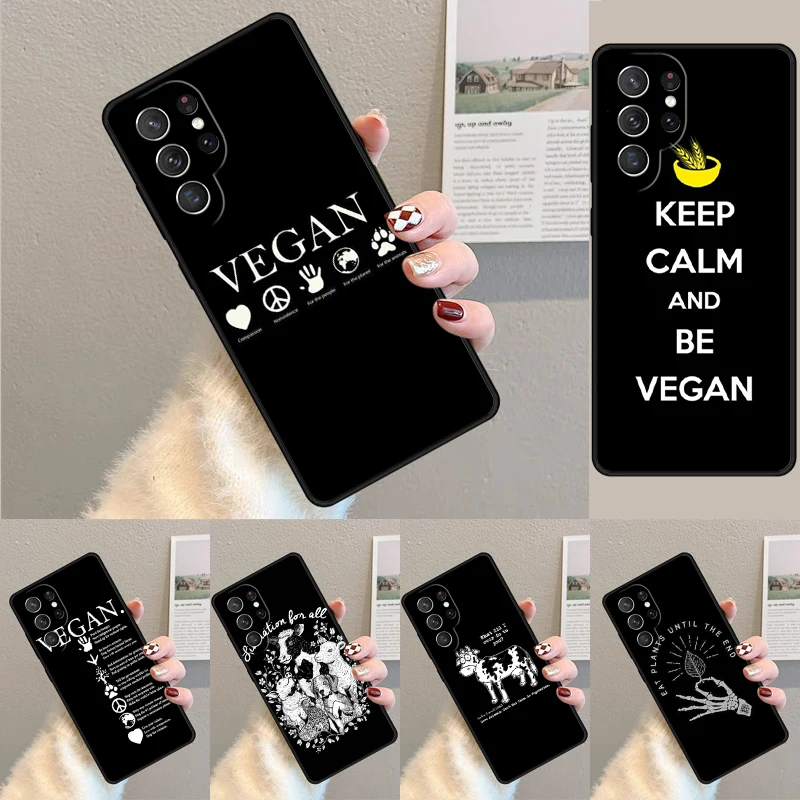 Cover For Samsung Galaxy S24 Ultra S21 S22 S8 S9 S10E Note 10 20 Plus FE S23 Vegetarian Quotes VEGAN LOVE VEGGIE Phone case