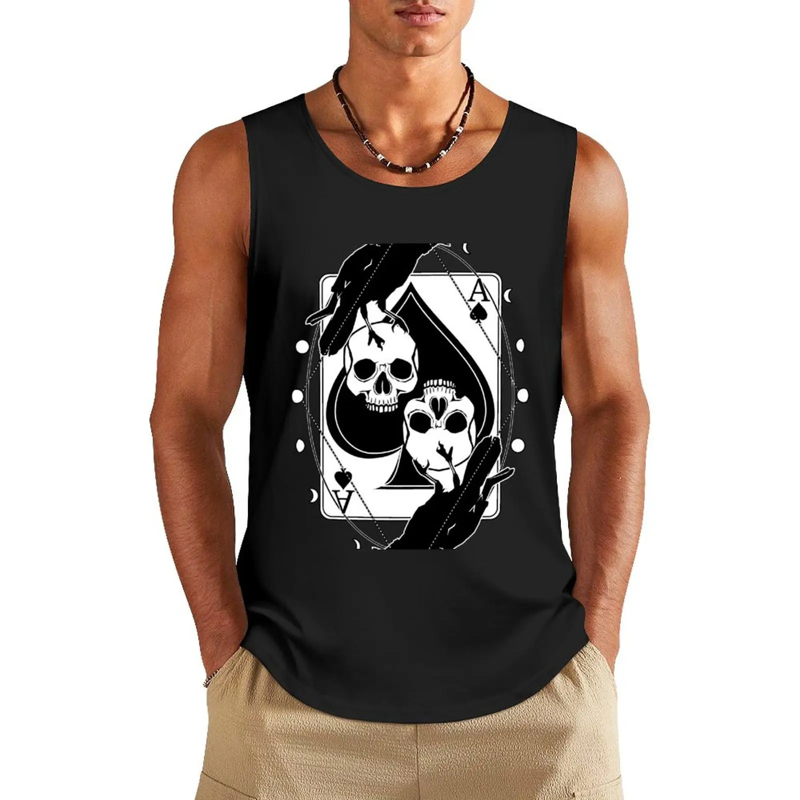 Ravens, Skulls and the Ace of Spades Tank Top Men's gym clothing Working vest muscular man Men's vest