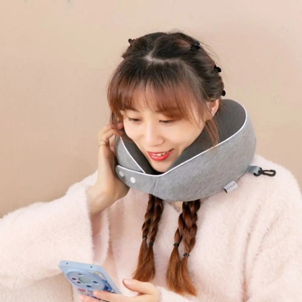 

Portable Breathable Fabric U-shaped Pillow Foldable With Storage Bag Travel Pillow Slow Rebound Airplane Pillow Office
