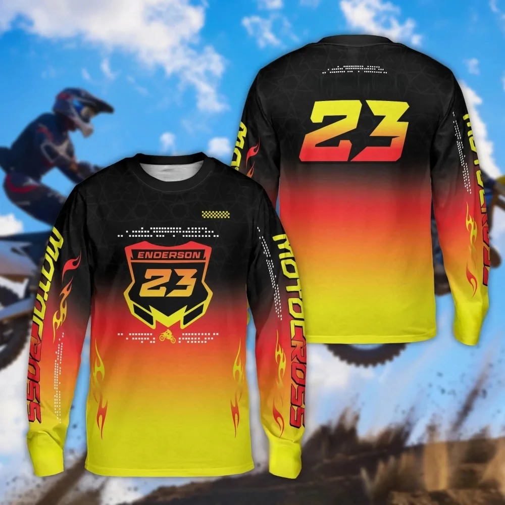Men's Outdoor Sports Long-sleeve T-shirt Motocross Style with 23 Number & Logo for Riding Training Daily Casual Wear view 6