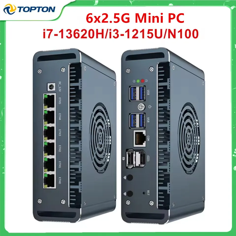Topton Metal i7 13620H i3 1215U N100 Брандмауэр Мини-компьютер 6x2.5G LAN intel i226-V DDR5 NVMe Proxmox pfSense OPNsense Мини-ПК Topton Metal i7 13620H i3 1215U N100 Брандмауэр Мини-компьютер 6x2.5G LAN intel i226-V DDR5 NVMe Proxmox pfSense OPNsense Мини-ПК