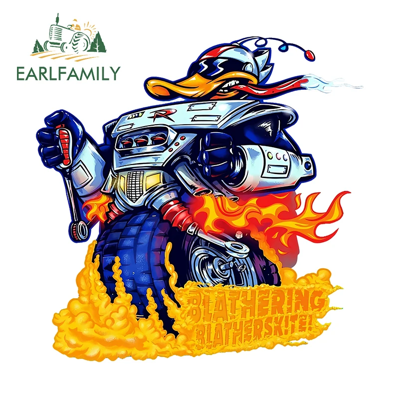 EARLFAMILY Blathering Blatherskite Car Sticker Cartoon Turbo Duck Rear Glass Window Toolbox Decal Vinyl Racing Graffiti Stickers