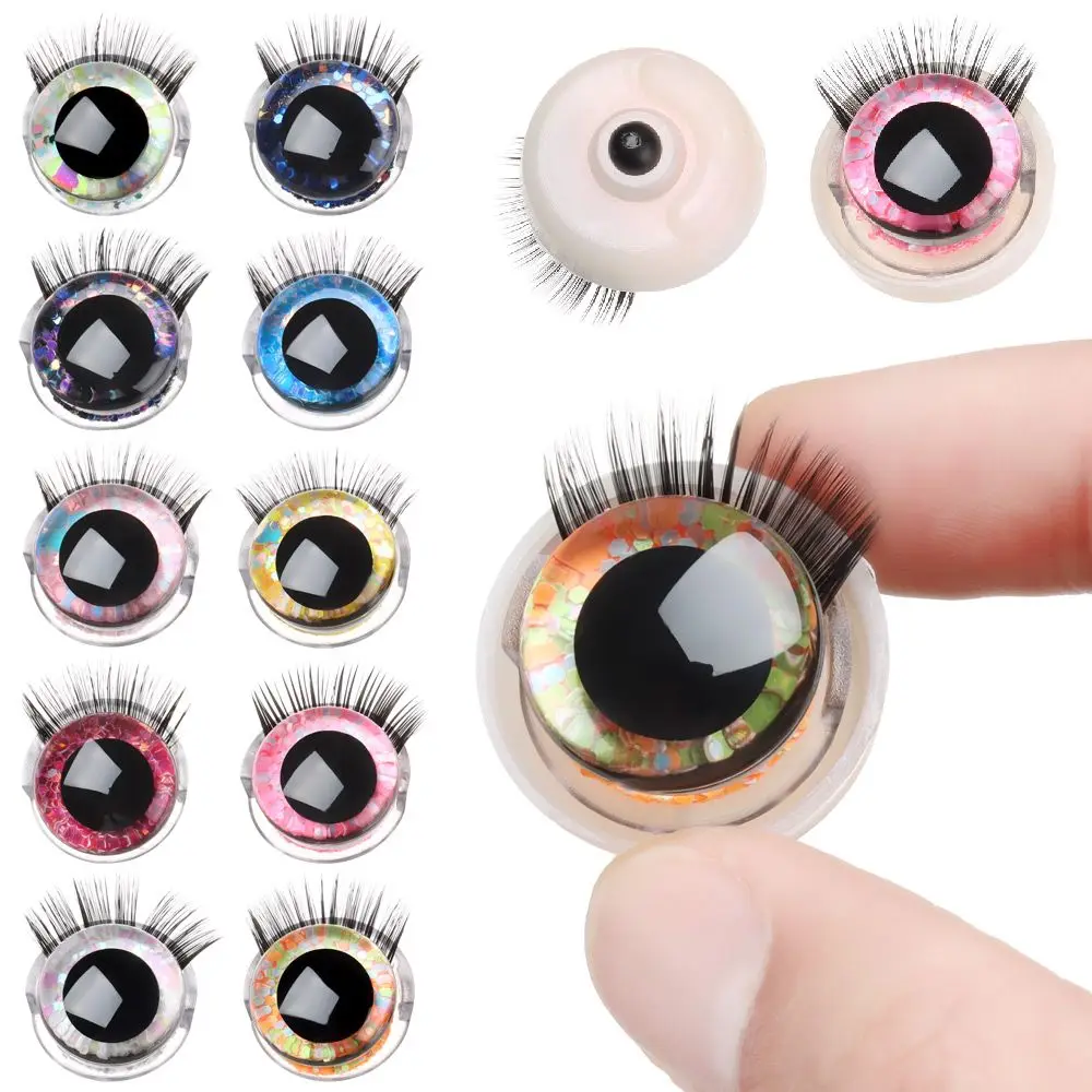 20mm Doll Eyelash Eye Accessories 3D Mixed Color Safety Toy Eyes +Eyelash for Amigurumi Crochet Stuffed Animal