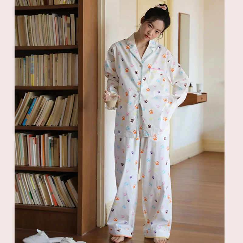 

Original Design Fashionable Puppy Floral Cute Home Suit Set Sweet French Casual Pajamas Two Piece Sets Outside Spring