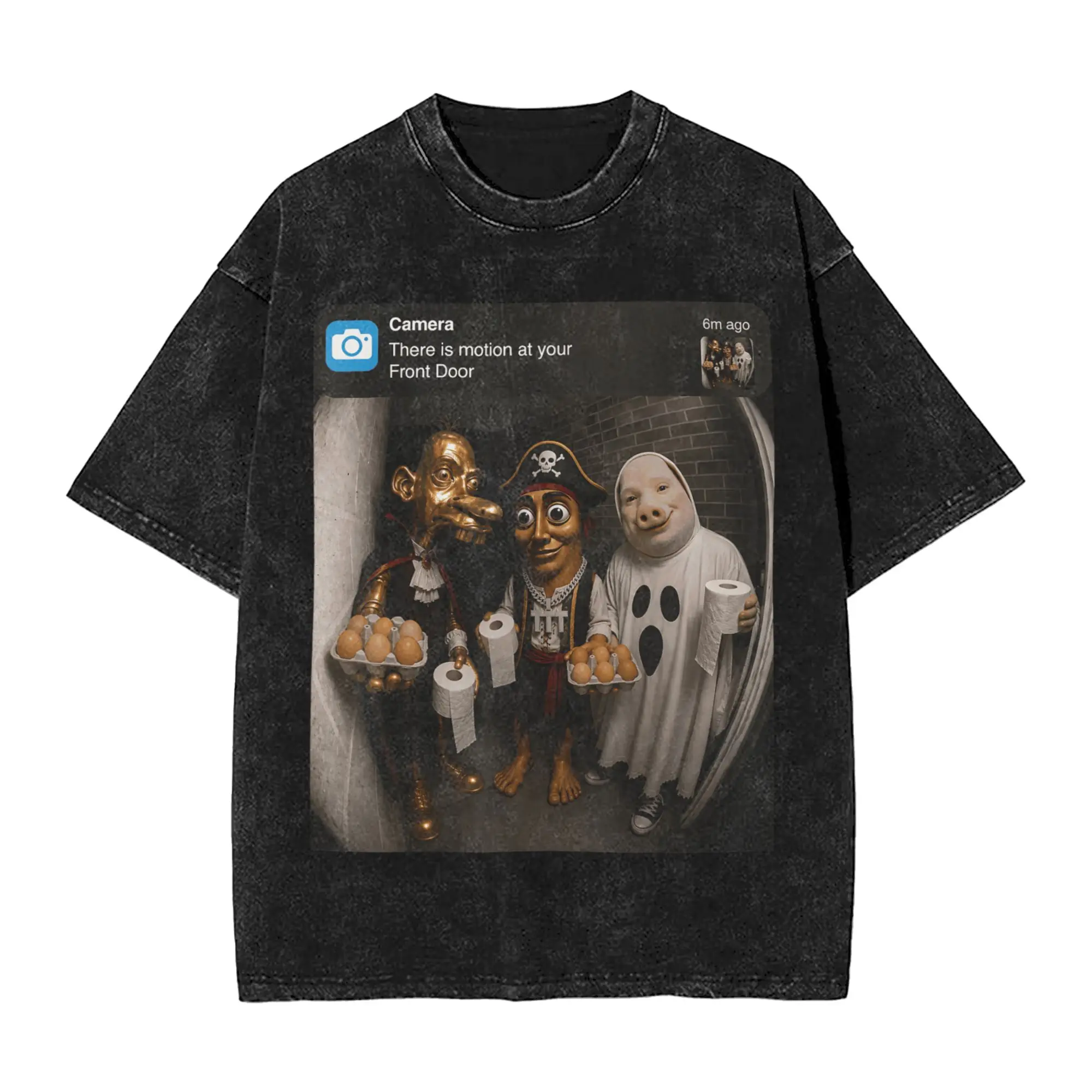Tung Sahur Neegy Meme Doorbell John Pork Halloween Men's T Shirt Awesome Tee Shirt Short Sleeve T-Shirt Cotton Graphic Clothes