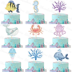 10pcs Large Sea Animal Cake Toppers Octopus Crab Turtle Cake Toppers for Kids Ocean Theme Birthday Party Baby Shower Decorations