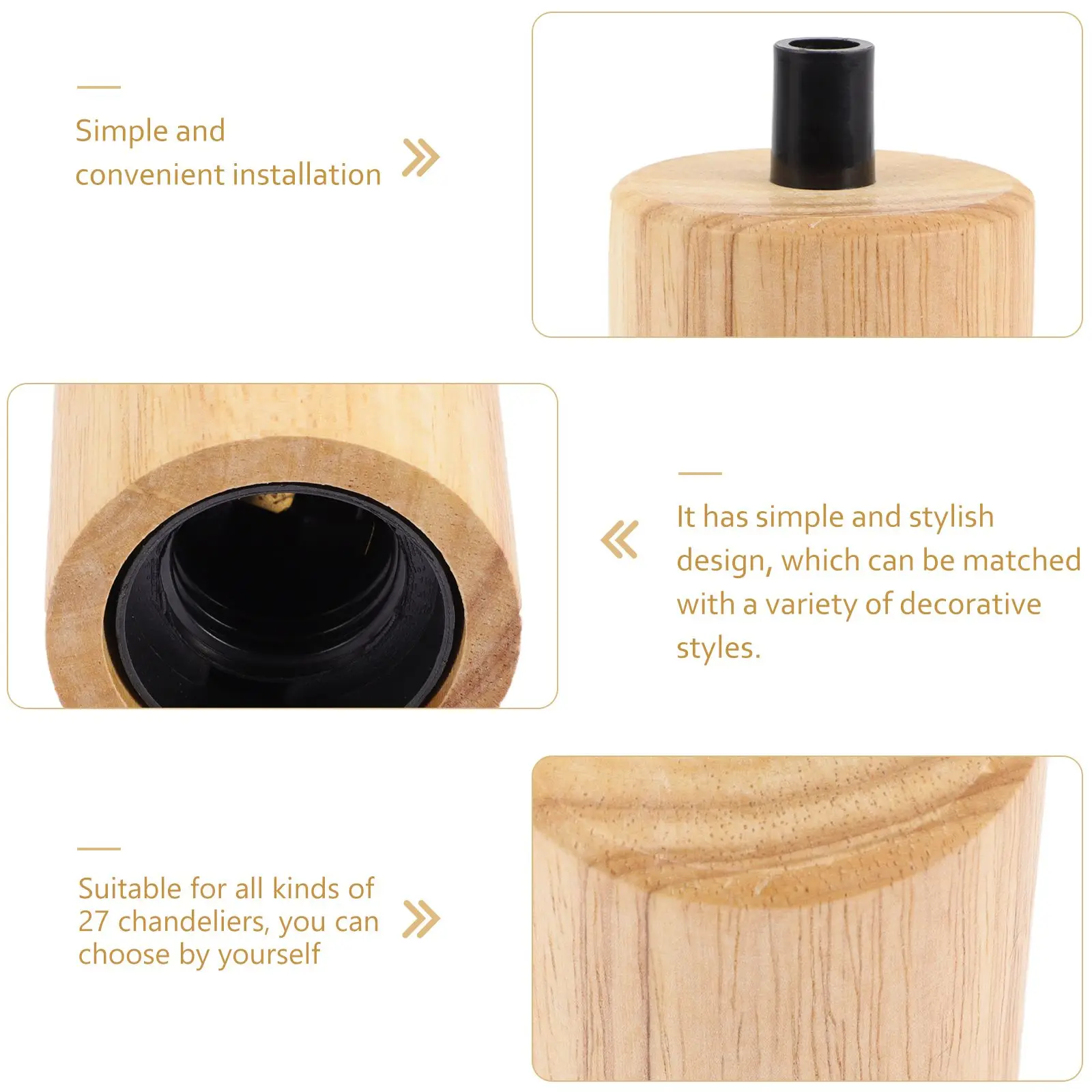 Wooden Lamp Holder E27 Socket Small Hanging Base Ivory Plastic Accessories Light Bulb Adapter Chandelier Lamp Holder Ceiling