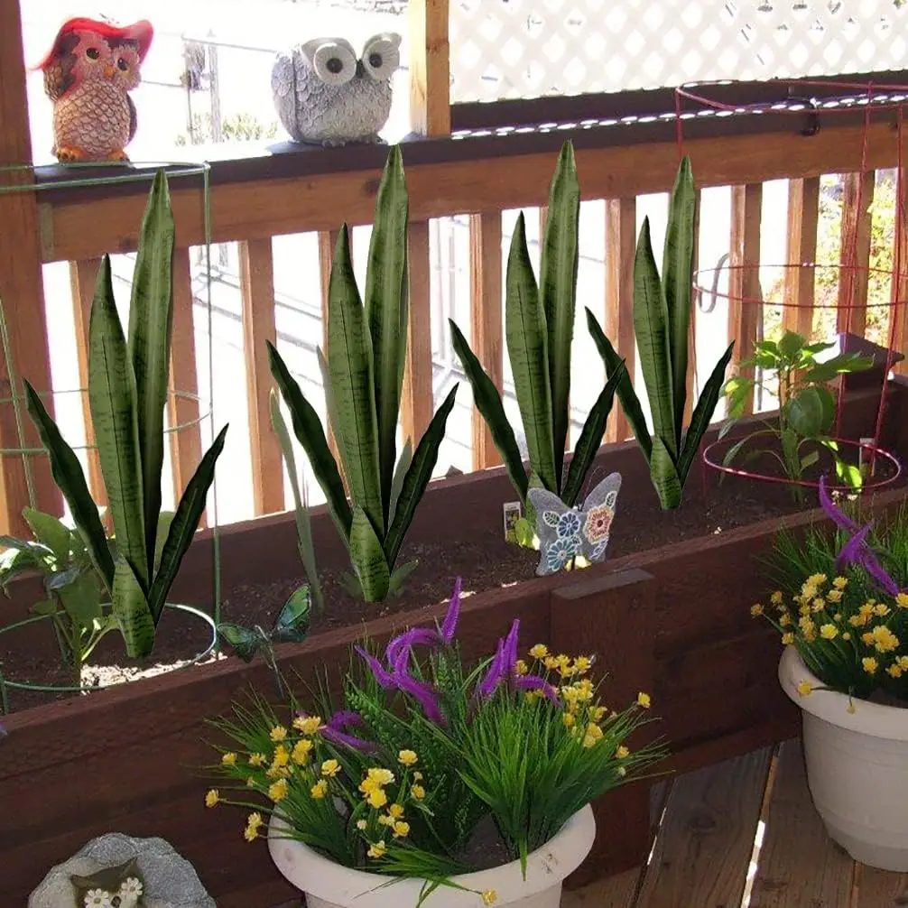 4 Stück gefälschte künstliche Schlangen-Faux-Sansevieria-Pflanzen, 76,2 cm hoch, F für drinnen und draußen, Haus, Garten, Büro, Geschäft, Dekoration – Detail 12