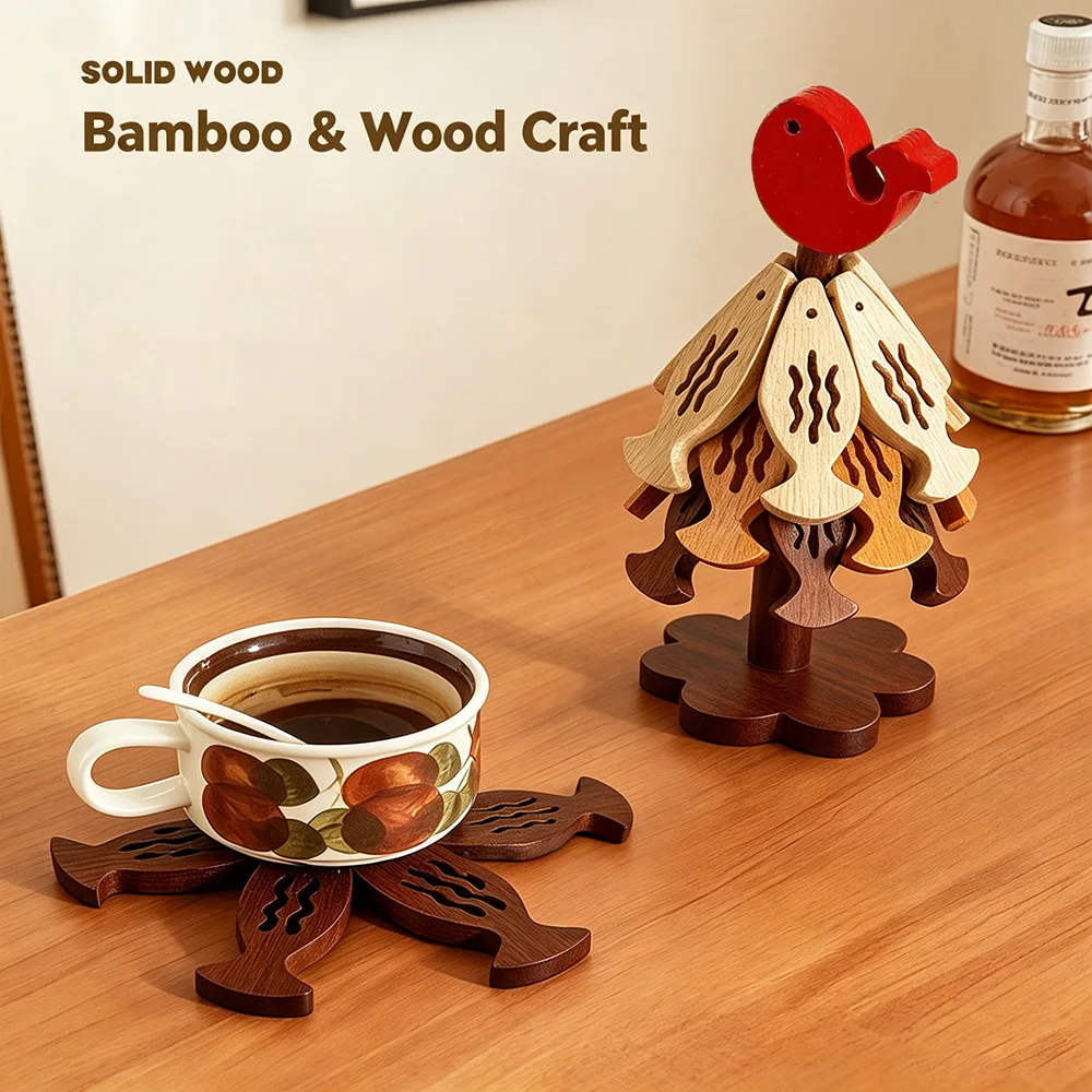 Tree Shaped Fish Trivet Mat Creative Storage Design Heat Resistant Non Slip Coaster Kitchen Table Decoration Home Decor Holiday
