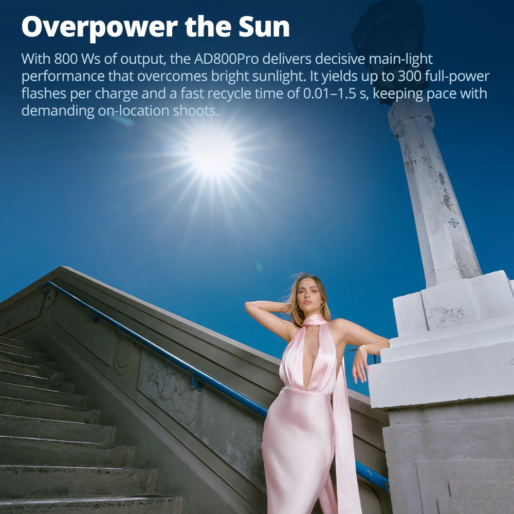 Godox AD800Pro All-in-one 800W Outdoor Flash 40W Bi-color Lamp for Camera Studio Photography with 0.01-1.5s Recycling Time