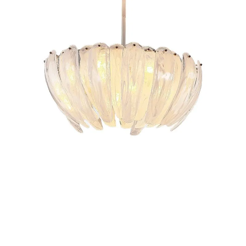 

French light luxury, living room glass chandelier, modern lamps