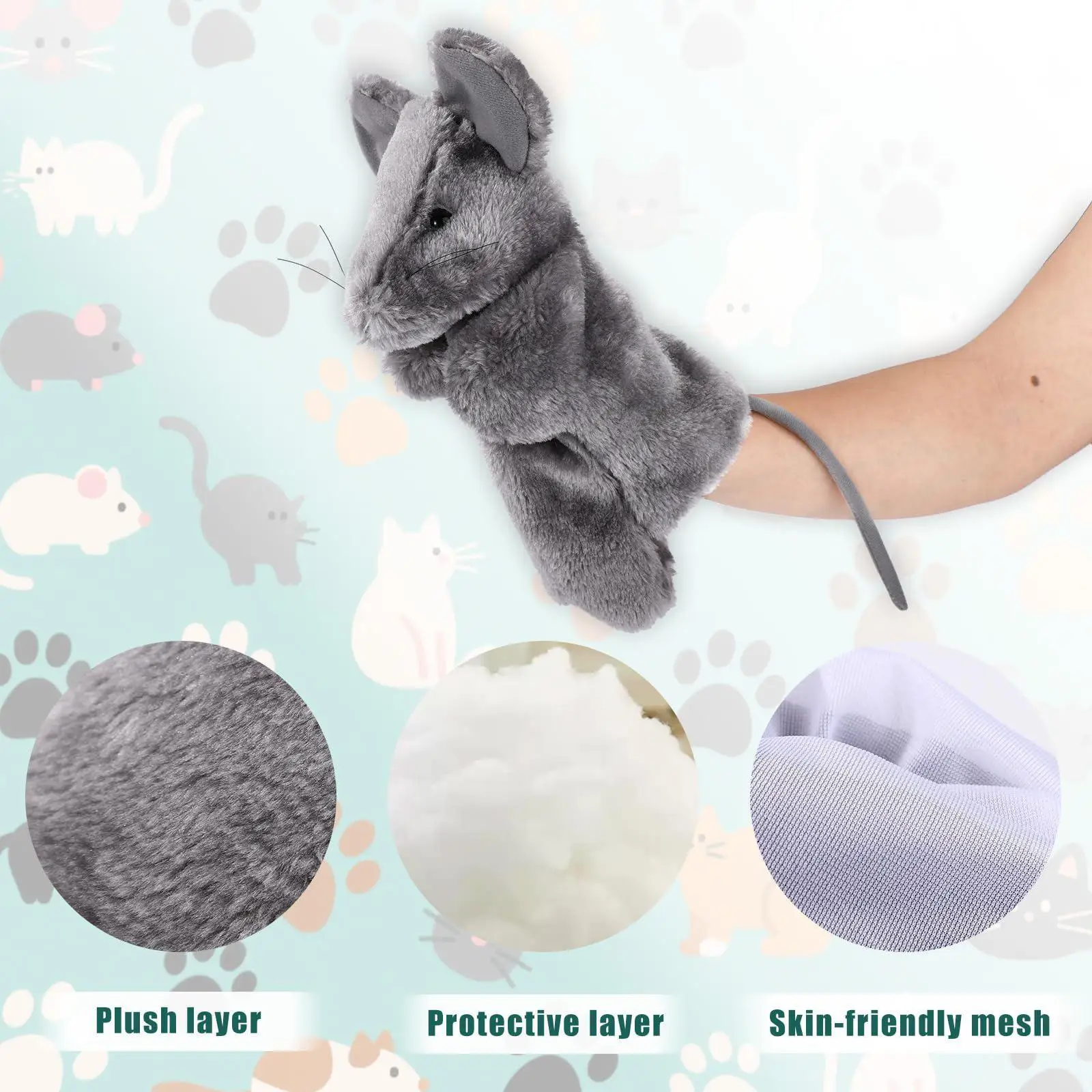 Rato mão fantoche ensino brinquedo de pelúcia presente amantes do animal de estimação gato luta brinquedo luva