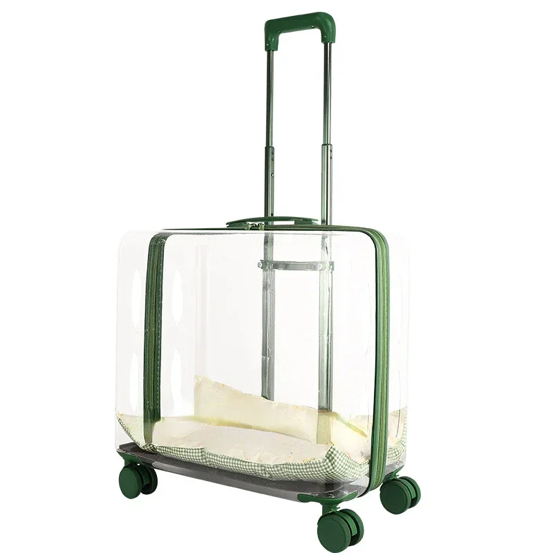 Good-looking Oversized Transparent Pet Box Portable Trolley Dog Cat Luggage out Cat Bag