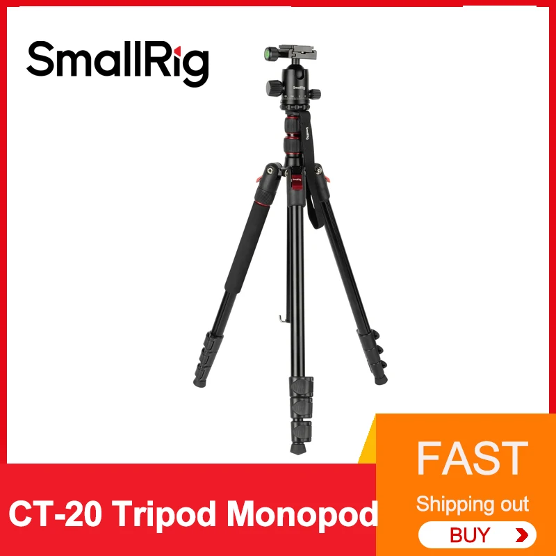 Smallrig CT-20 Tripod Monopod 2-In-1 Aluminium Alloy Tripod 15KG Max Load with Ball Head 360 Rotate for Outdoor Photography