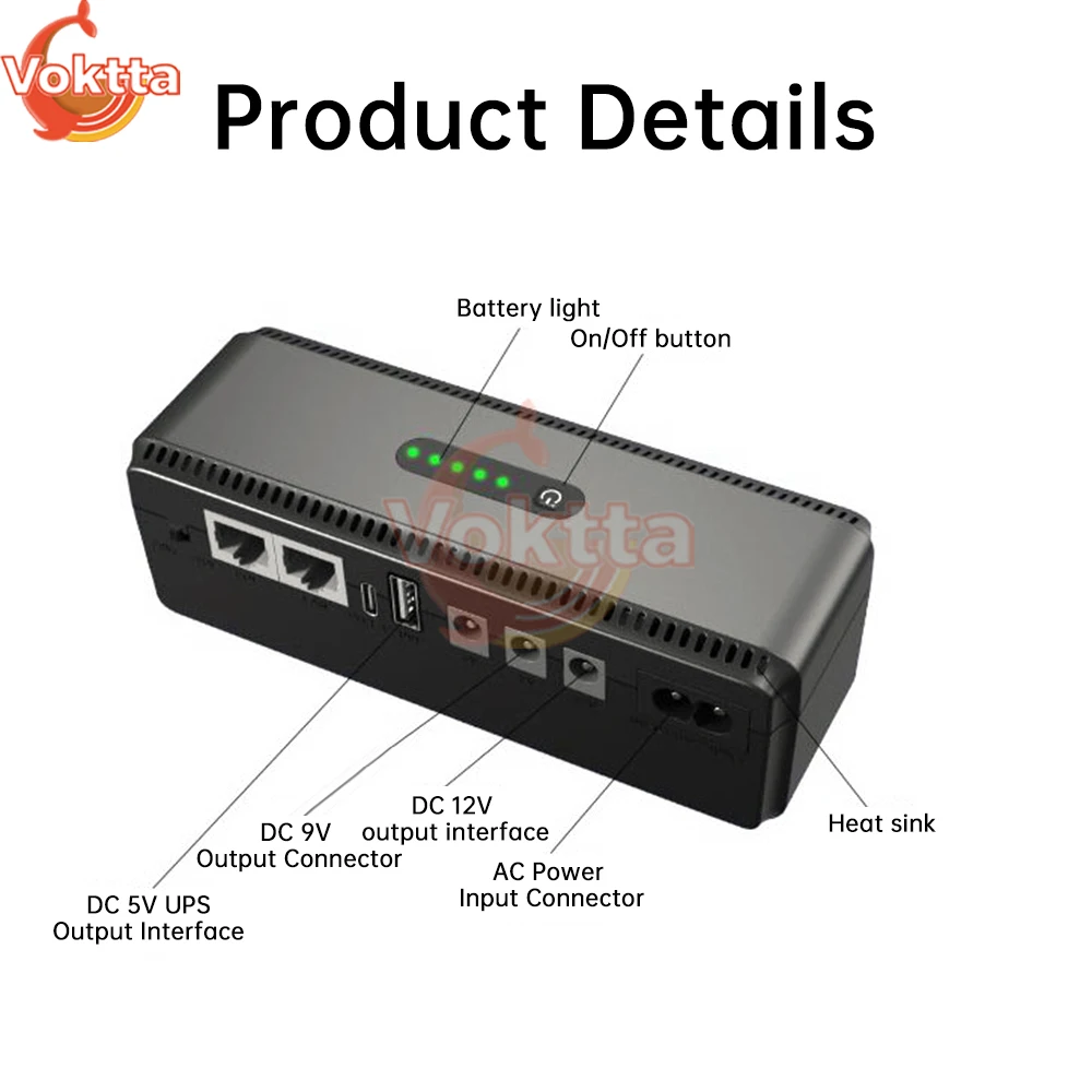 Imagem -03 - Ups Battery Backup Power Supply Monitoramento Óptico Cat Fonte de Alimentação Ininterrupta ue dc 8800mah 10400mah 5v 9v 12v