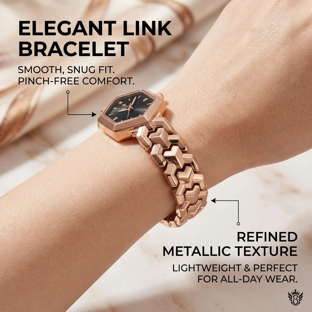 1pc Women's Fashion Watch Hexagon Dial Black Dial Three-Dimensional Geometric Chain Strap Versatile Daily Commuting Trendy