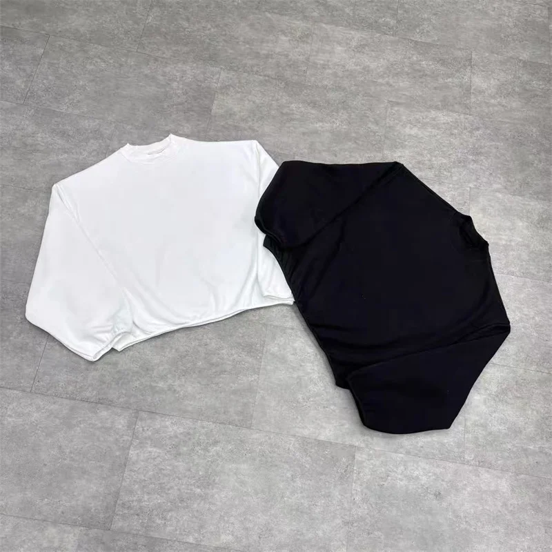 

Свободная флисовая толстовка с круглым вырезом Kanye West и длинными рукавами в стиле ретро, черно-белая минималистичная толстовка с капюшоном для мужчин и женщин, высокое качество