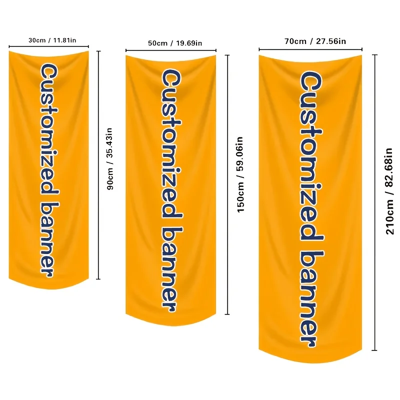 1pc 2D FLAT Custom Vertical Banners, Top with 2 Holes, Ideal for Indoor Wall and Outdoor Hanging for Wedding, Birthday Party