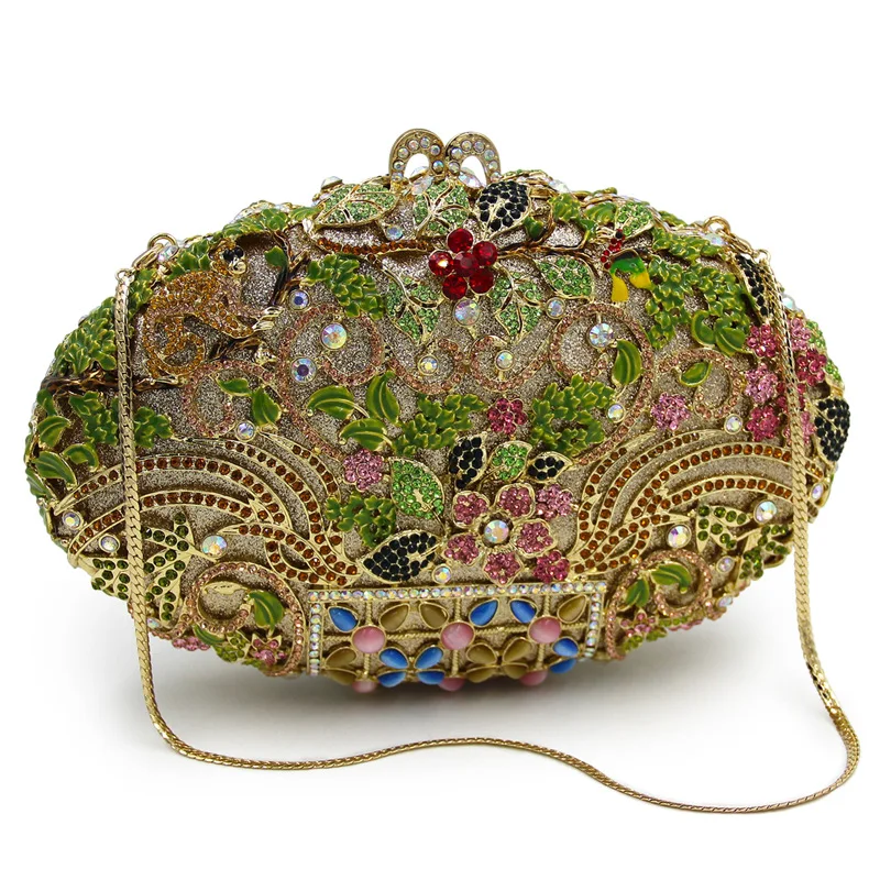 

Flower 3D Crystal Evening Clutch Bag WHTUOHENG Large Women Rhinestone Party Clutches Lady Phone Purse Diamond Small Handbags