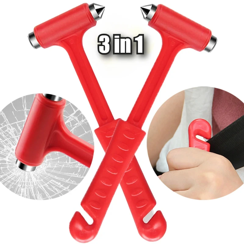 3in1 Car Safety Hammer Window Breaker Seat Belt Cutter Multi-functional Car Emergency Rescue Tool Car Safety Life-saving Hammer