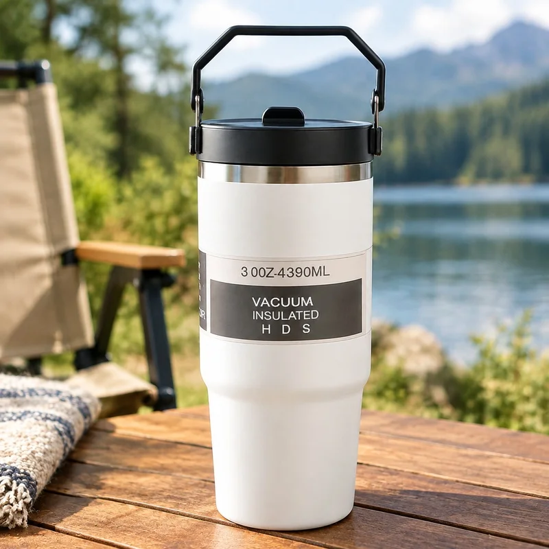 30oz Double-Wall Stainless Steel Thermo Mug with BPA-Free Tritan Cover for Temperature Control Drinks