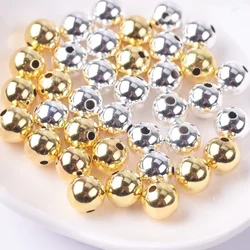 Round 3mm 4mm 6mm 8mm Plated Gold Silver Color Hollow Copper Metal Loose Spacer Beads Lot For Jewelry Making DIY Crafts Findings