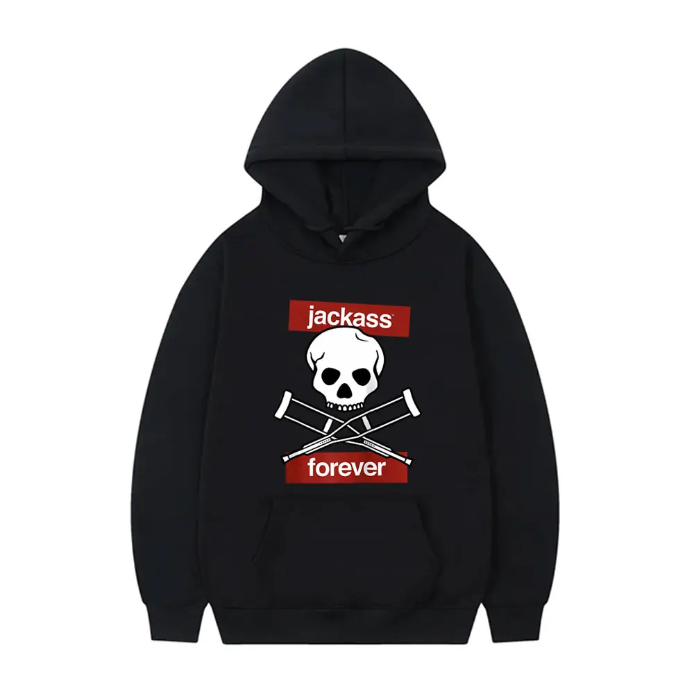 

Jackass Forever Skeleton Crutches Warning Logo Graphic Hoodie Men Women Casual Cotton Oversized Pullover Men's Vintage Hoodies