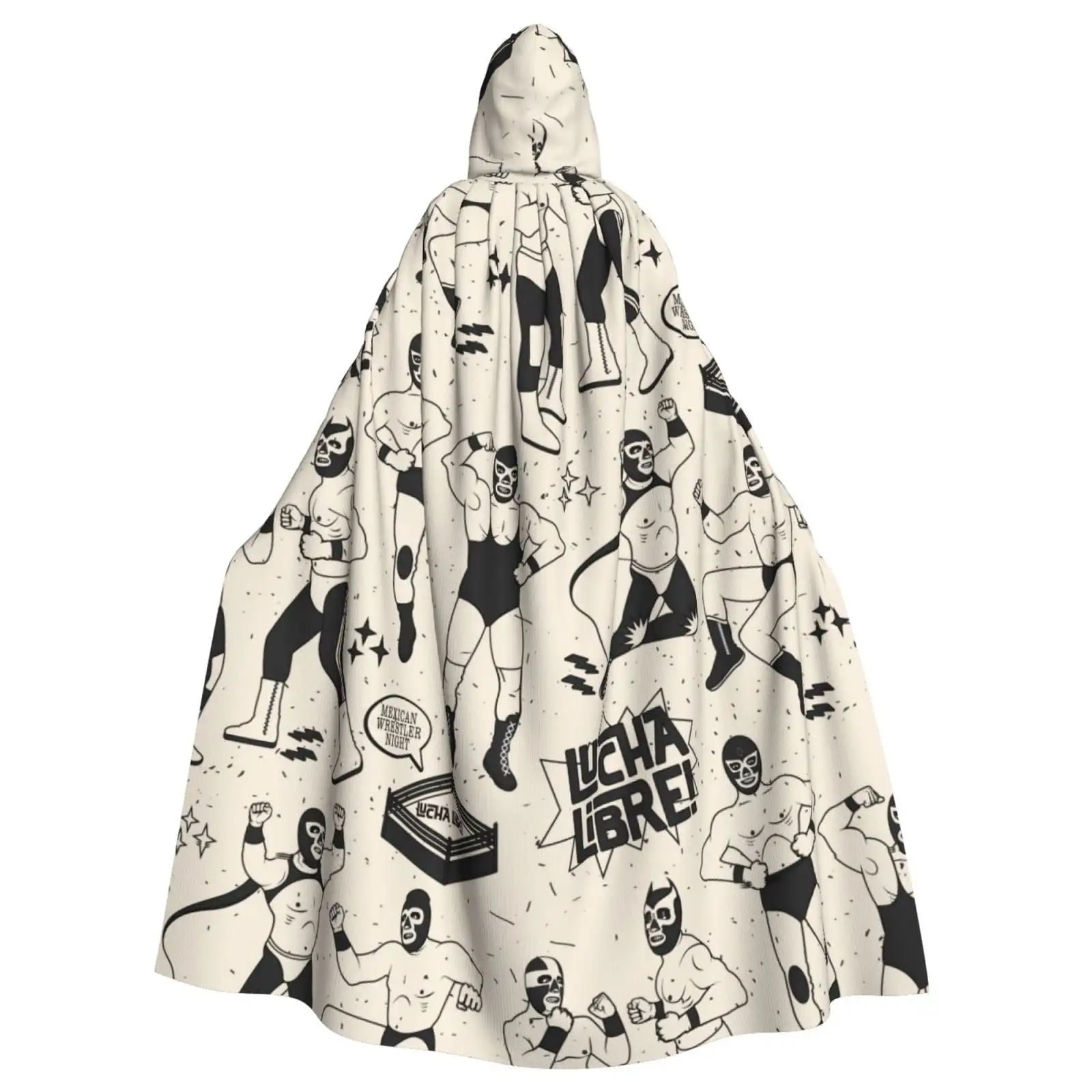 

Unisex Hooded Cloak Adult Lightweight Overcoat Luchadores Heroes Of Mexican Wrestler Night Cloak For Halloween Cosplay Costumes