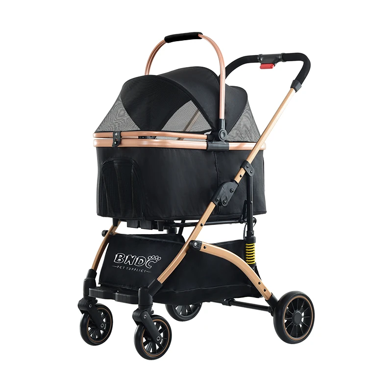 2024 Hot Sale Lightweight Foldable 4 Wheels Shock Absorber Dog Stroller Pet Stroller